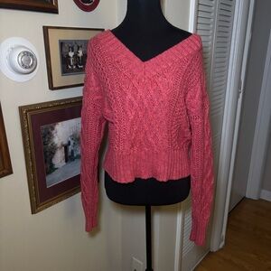 American Eagle Outfitters V-Neck Sweater in Pink